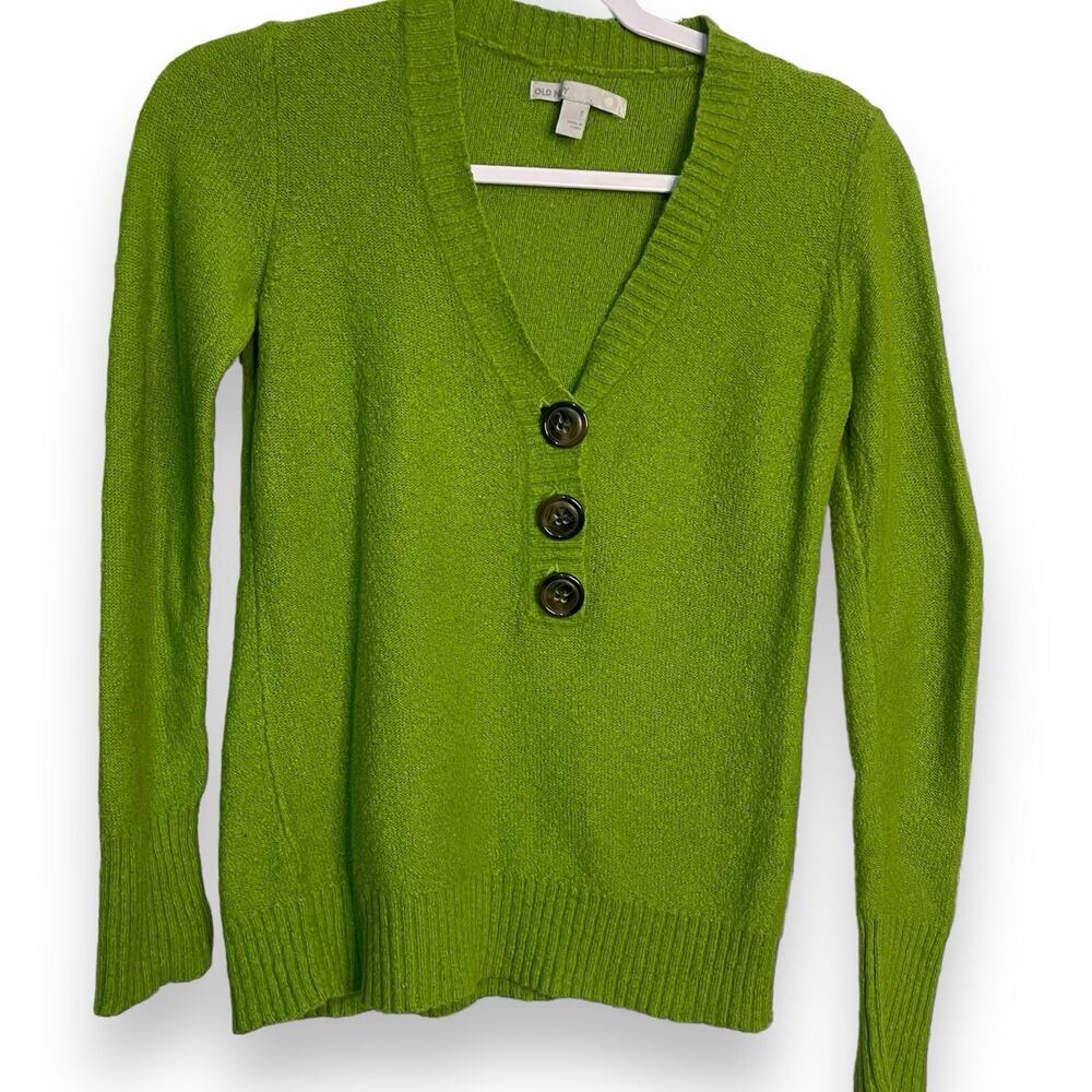 Old Navy Pullover Sweater Womens S Green Preppy Academia Casual Lambs Wool Blend